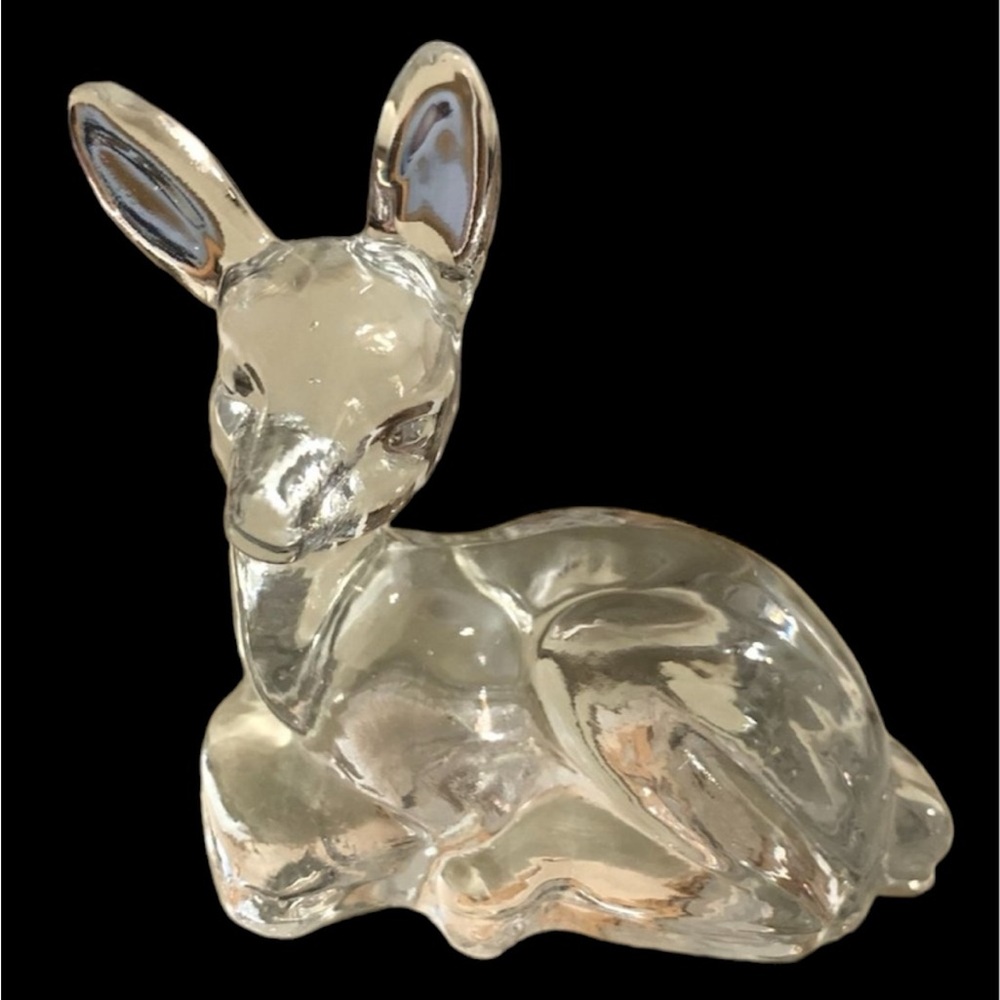 🦌Fenton Clear Glass Sitting Deer Figurine Paperweight 3.75" Doe Fawn Home Decor - Picture 1 of 2